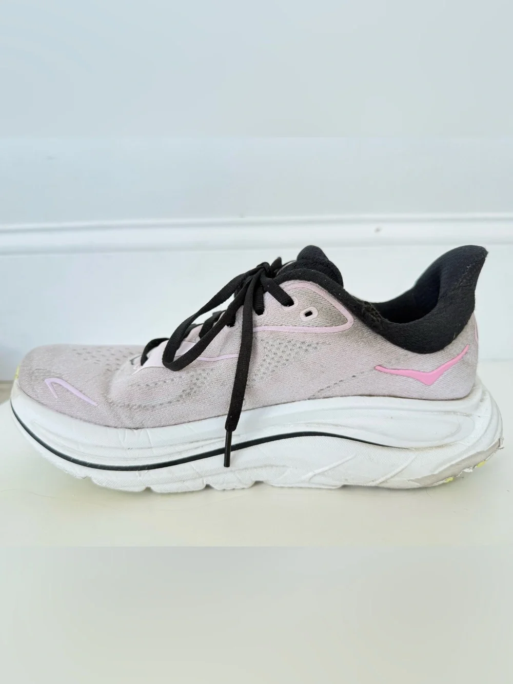 Hoka Clifton 10 Women's Pale Pink and Black Running Sneakers